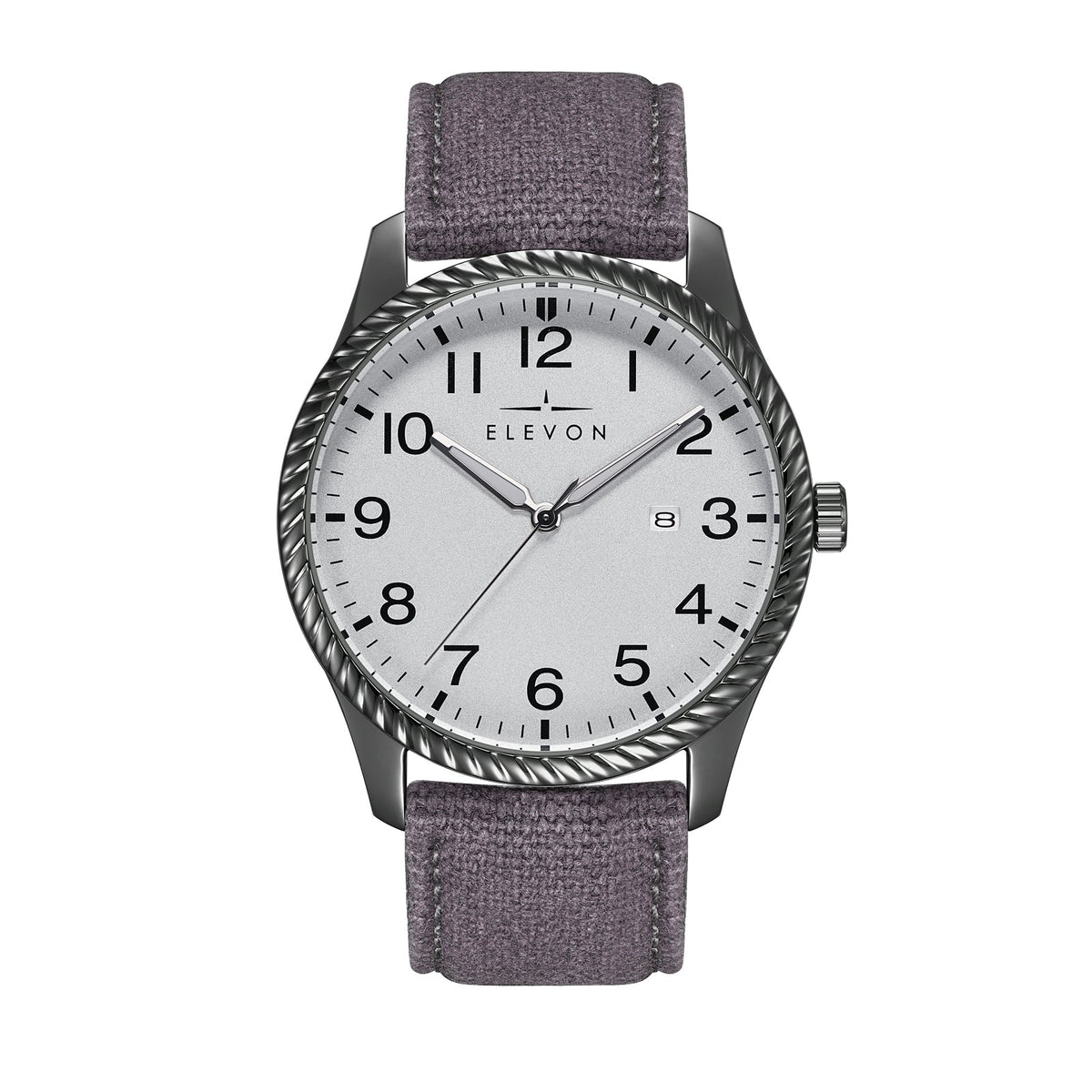 Elevon Crosswind Canvas-Overlaid Leather-Band Watch w/ Date