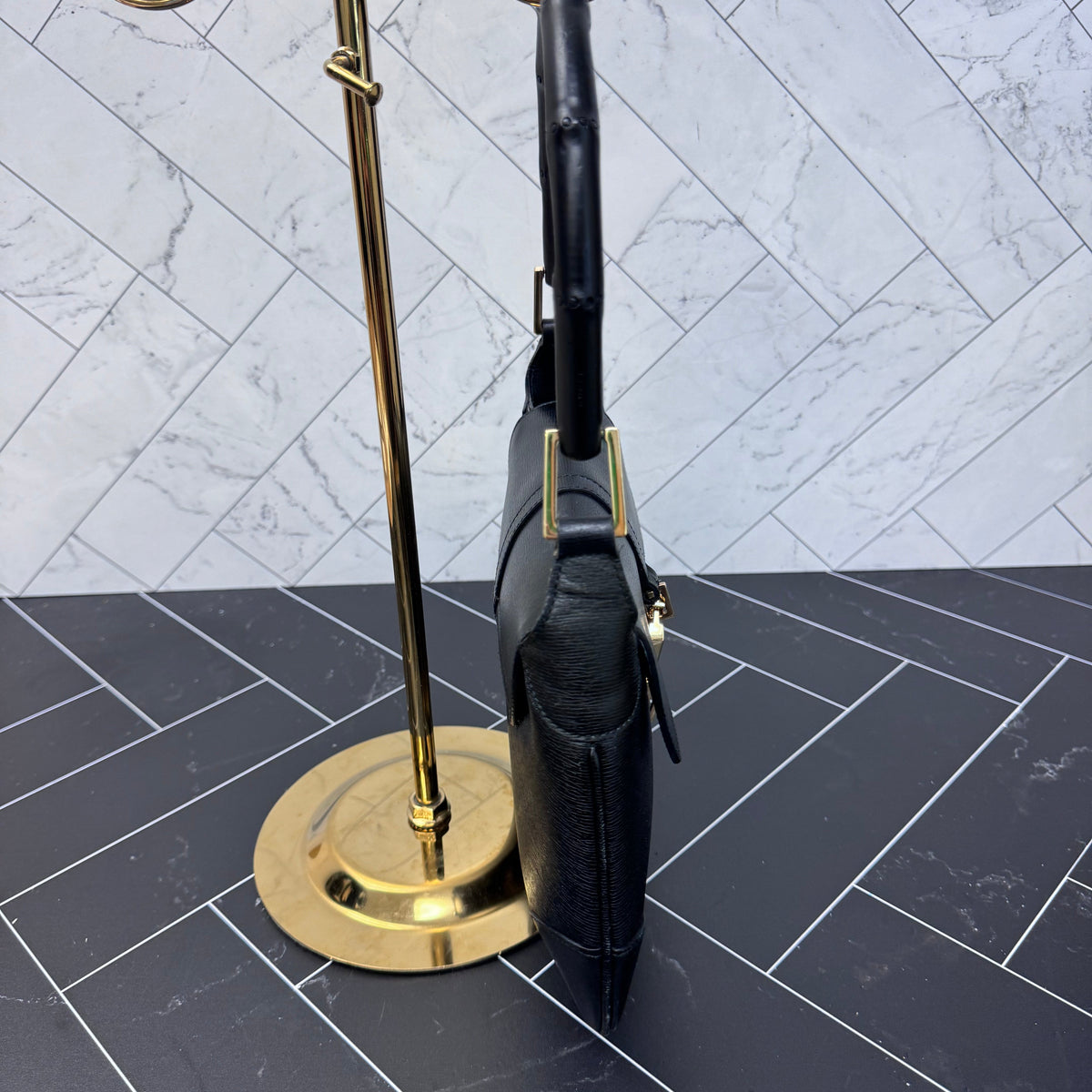 Gucci Black Leather Bamboo Shoulder Bag