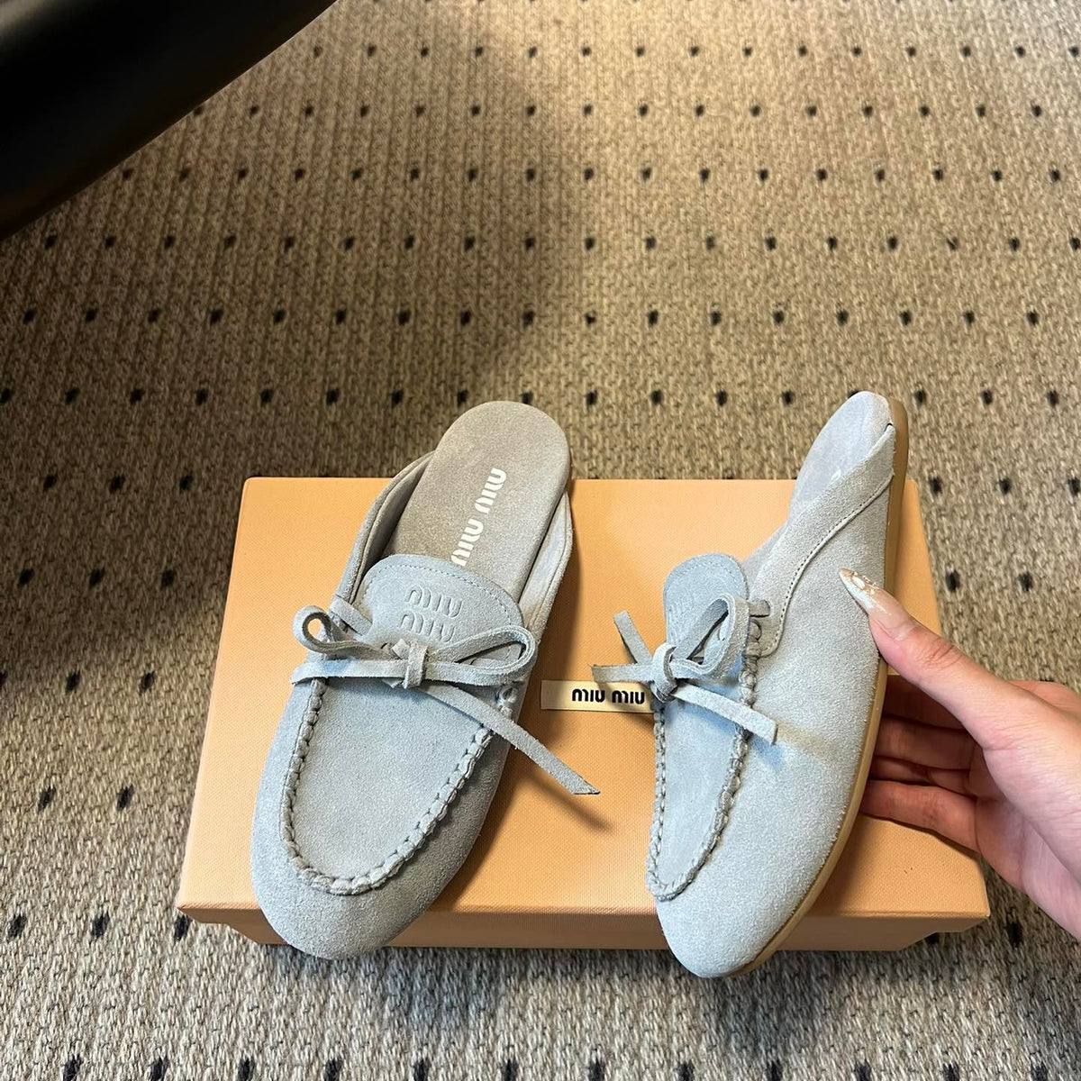 MIU M SUEDE MULES