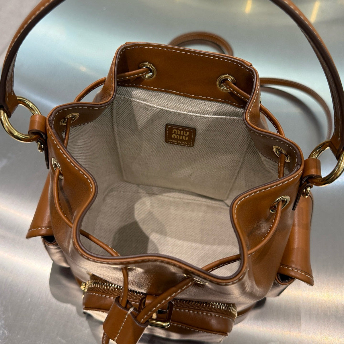 MIU M LEATHER BACKPACK