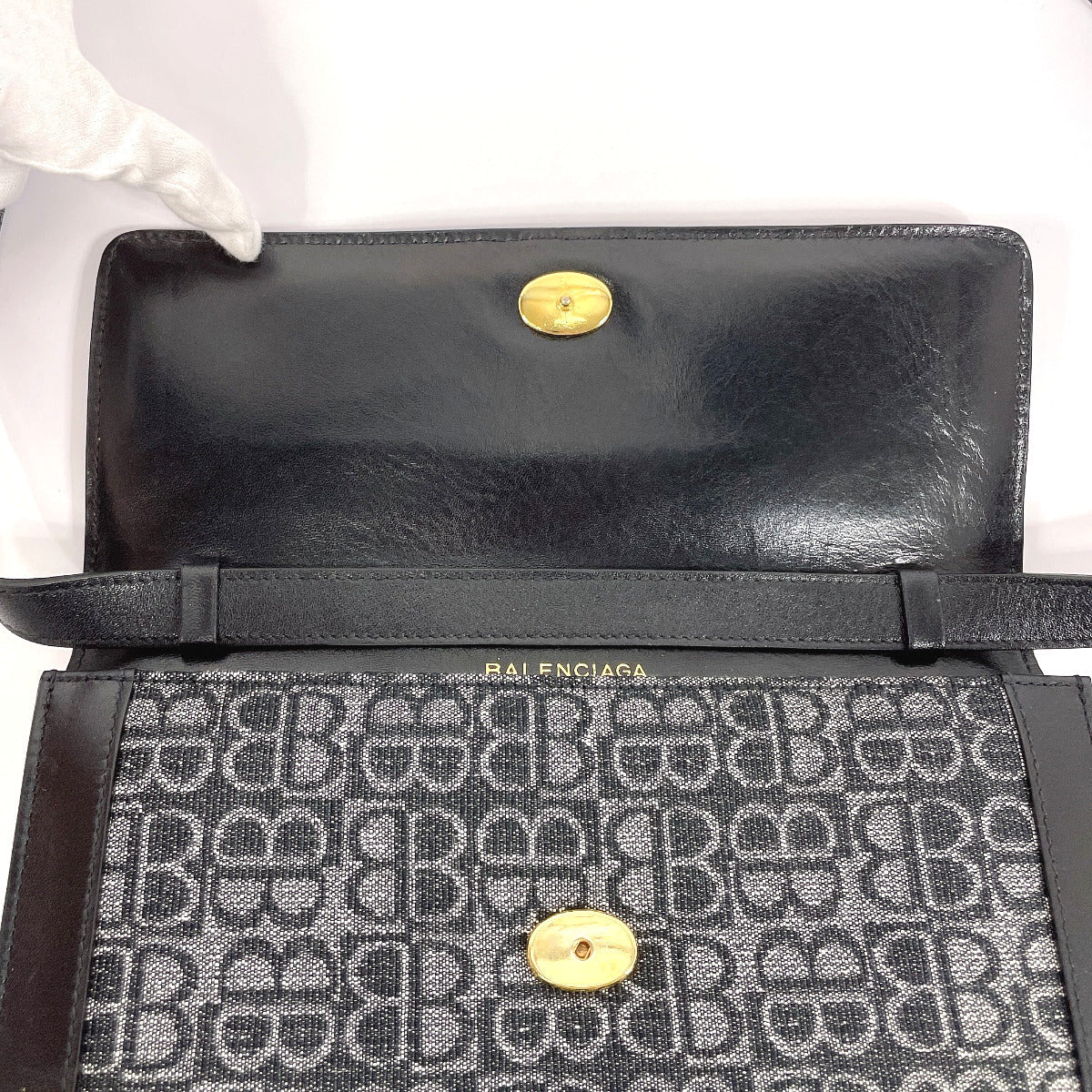 balenciaga Canvas Leather BB Logo 2WAY Vintage Shoulder Bag