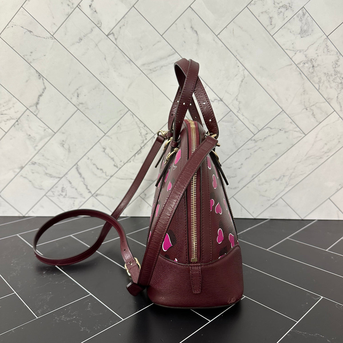 Gucci Purple Leather Heart 2-Way Crossbody Bag