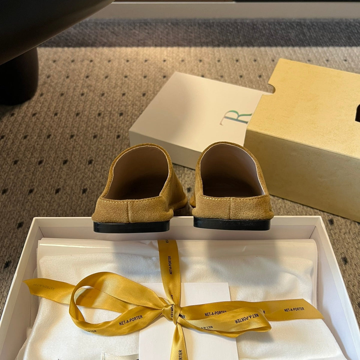 THE ROW SUEDE MULES