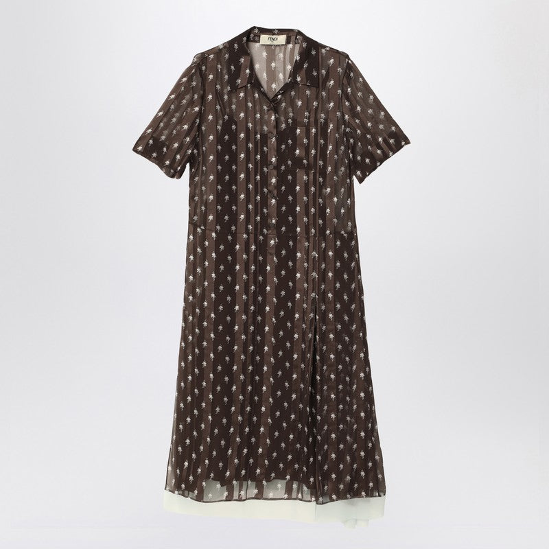 Fendi Brown Chiffon Chemisier Dress Women
