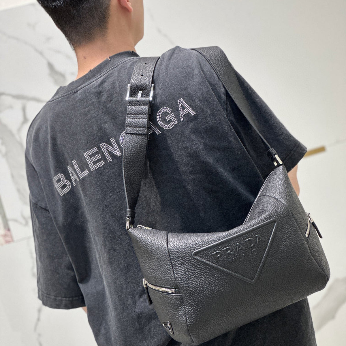 PD LEATHER BAG WITH SHOULDER STRAP