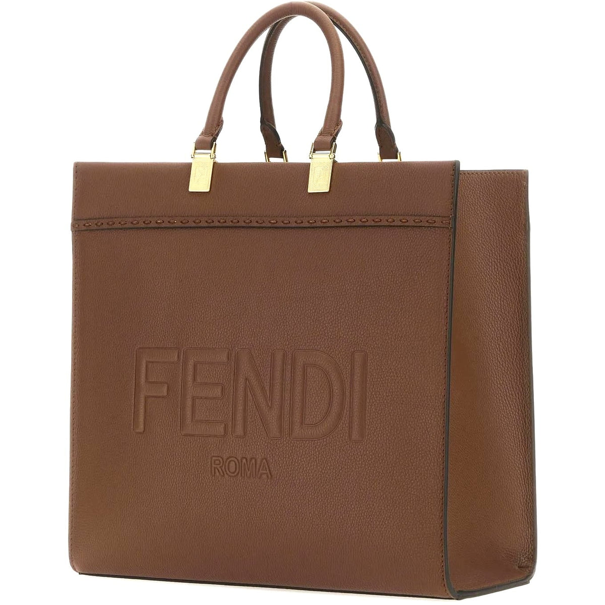 FENDI SUNSHINE CALFSKIN LEATHER MEDIUM SHOPPER TOTE BAG