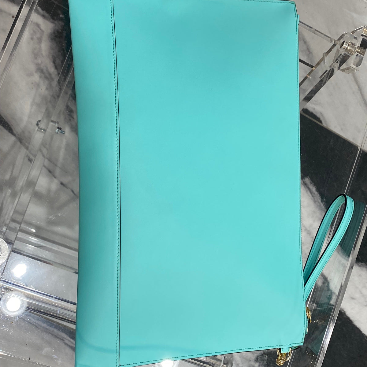 FENDI ROMA EMBOSSED LOGO LARGE POUCH CLUTCH BAG