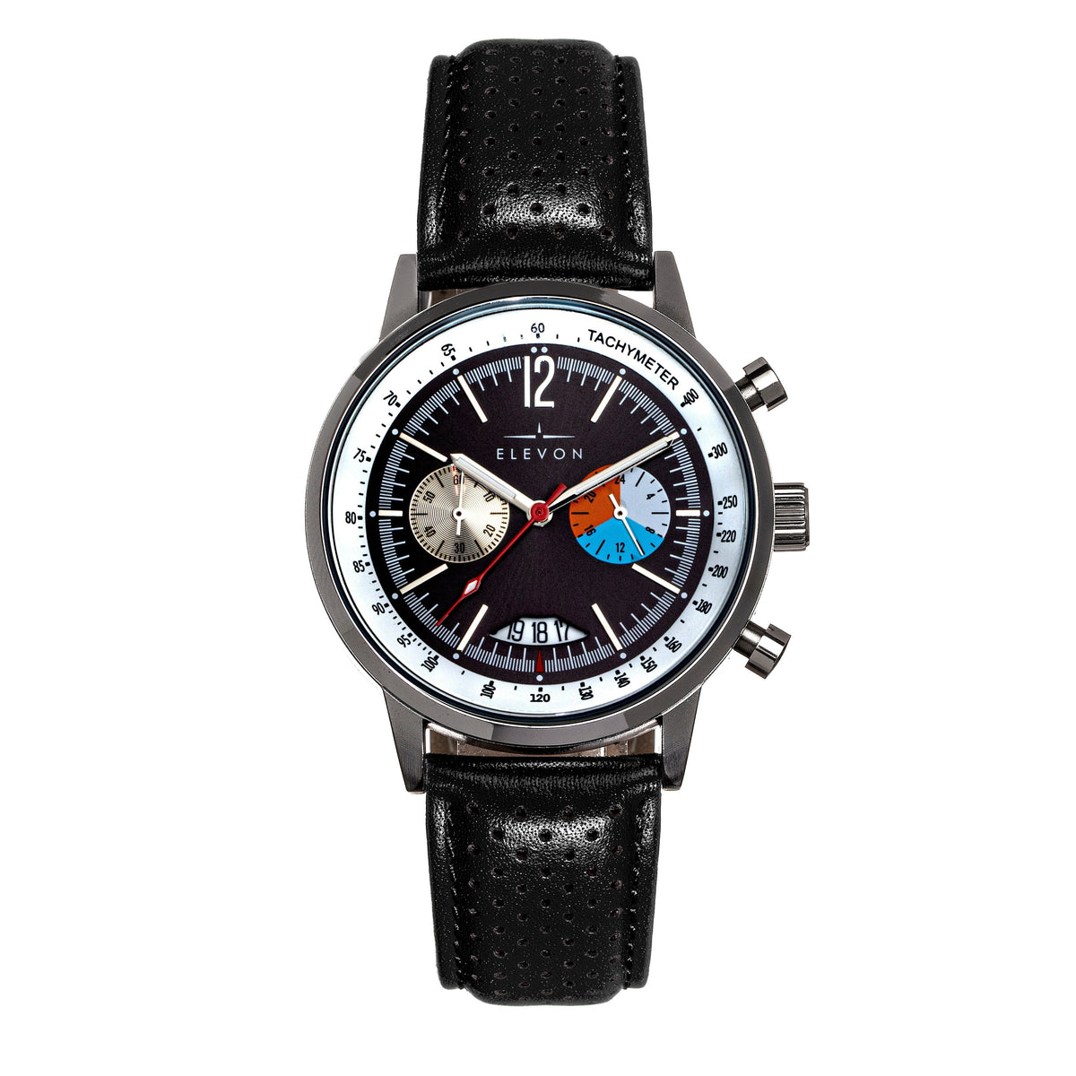 Elevon Torque Genuine Leather-Band Watch w/Date