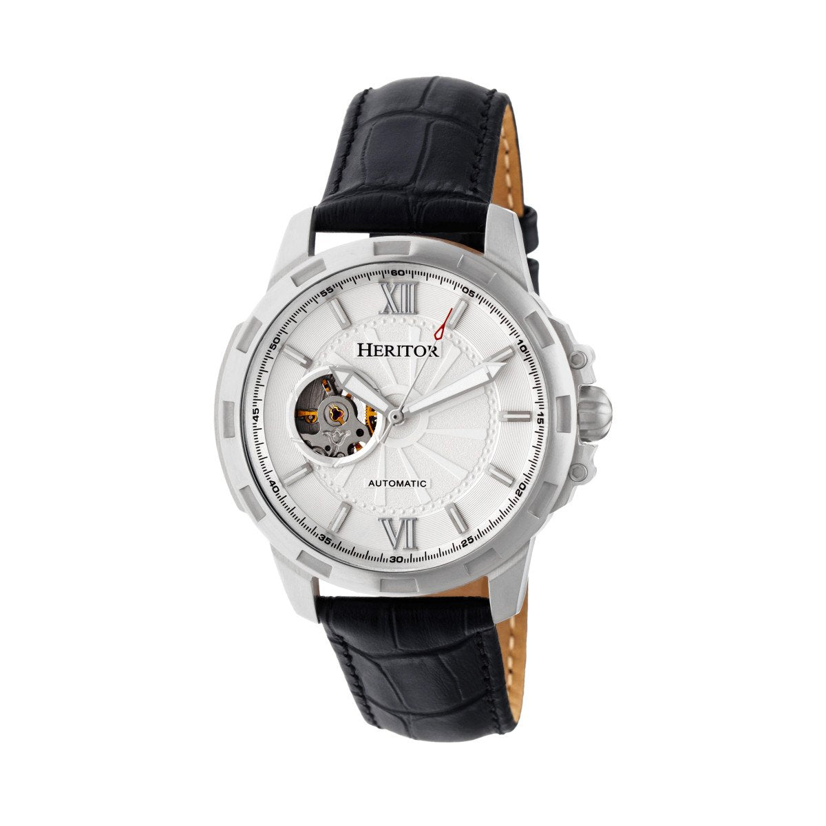 Heritor Automatic Bonavento Semi-Skeleton Leather-Band Watch