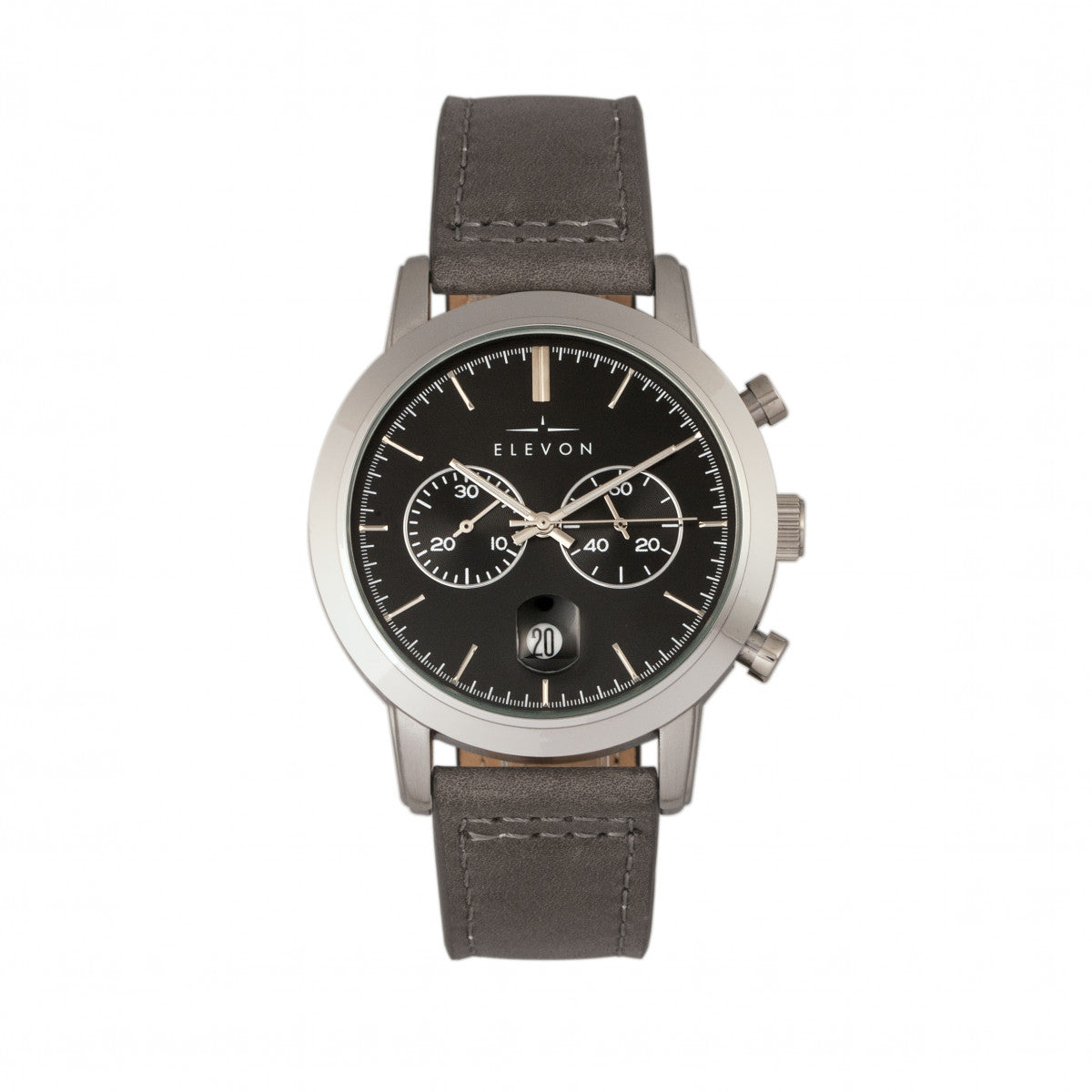Elevon Langley Chronograph Leather-Band Watch w/ Date - Black/Grey