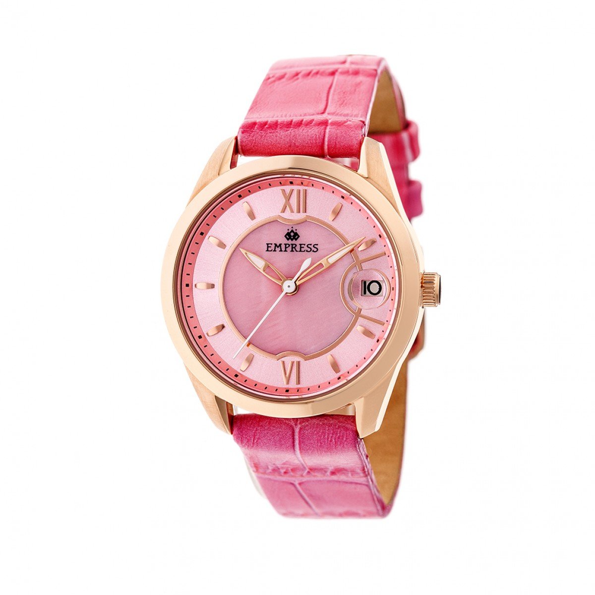 Empress Messalina Automatic MOP Leather-Band Watch w/Date