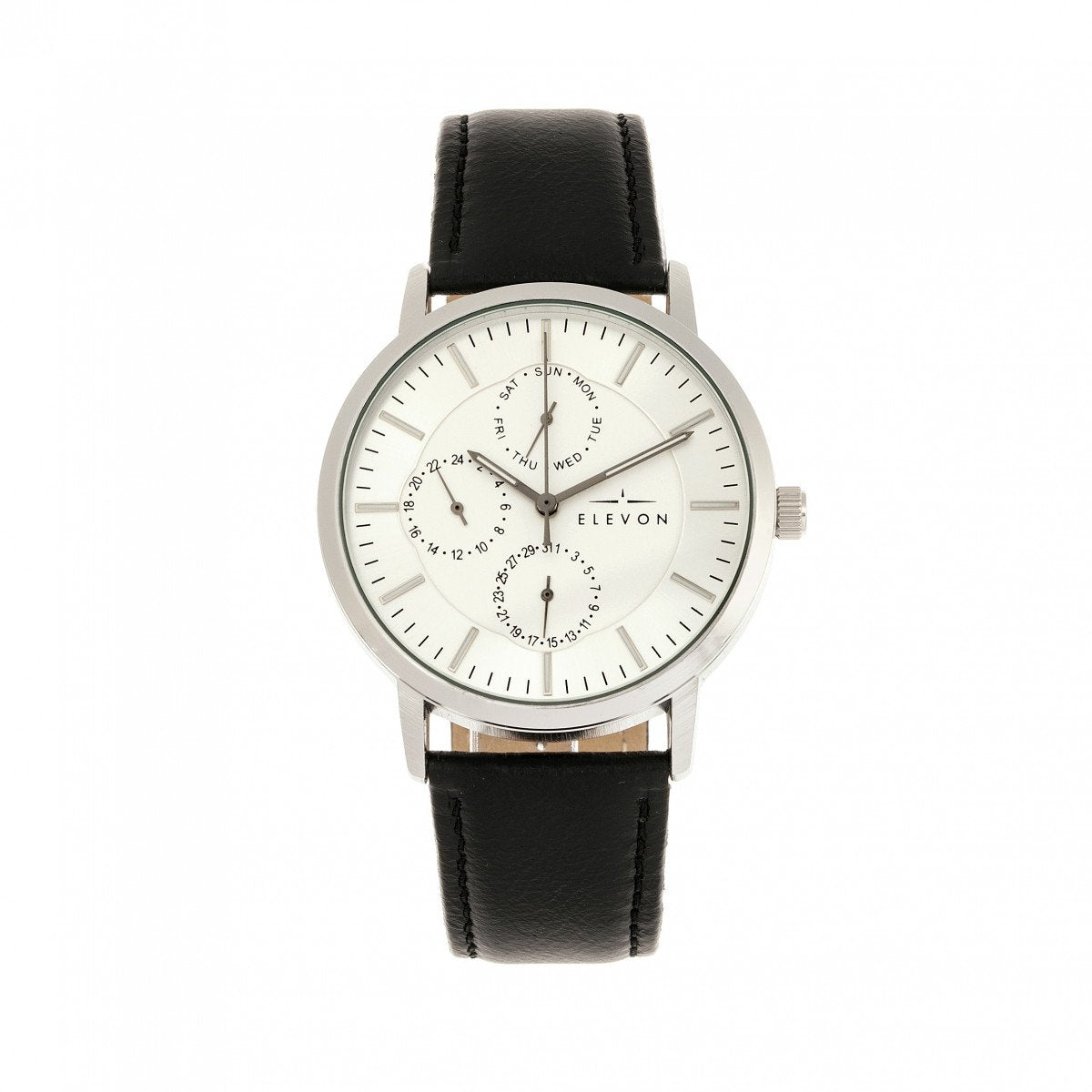 Elevon Lear Leather-Band Watch w/Day/Date