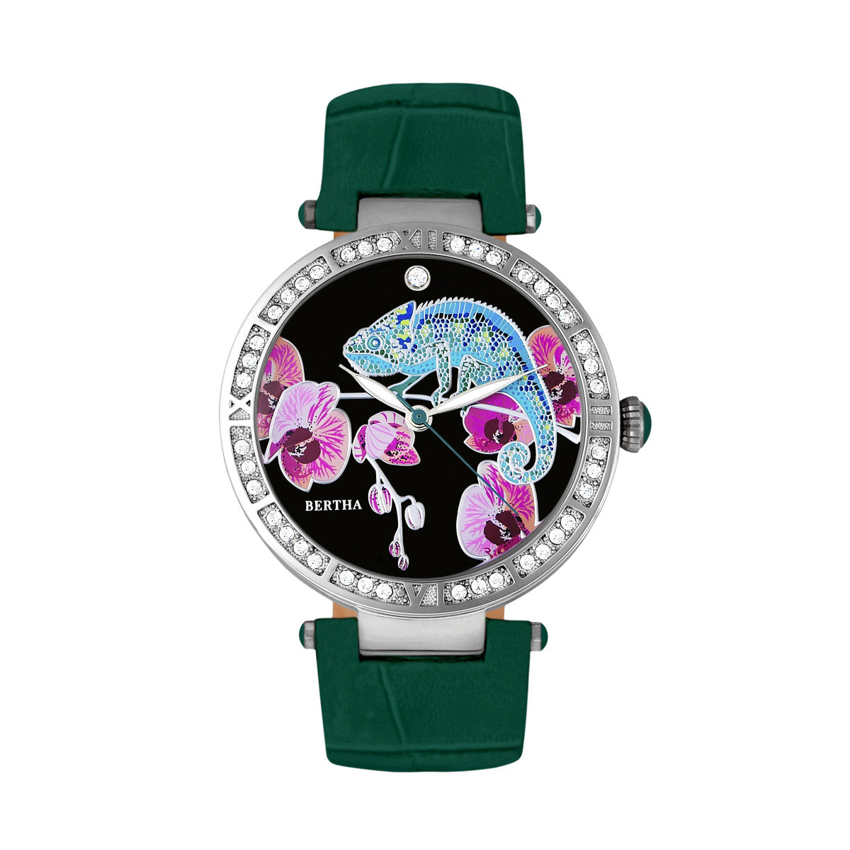 Bertha Camilla Mother-Of-Pearl Leather-Band Watch - Teal