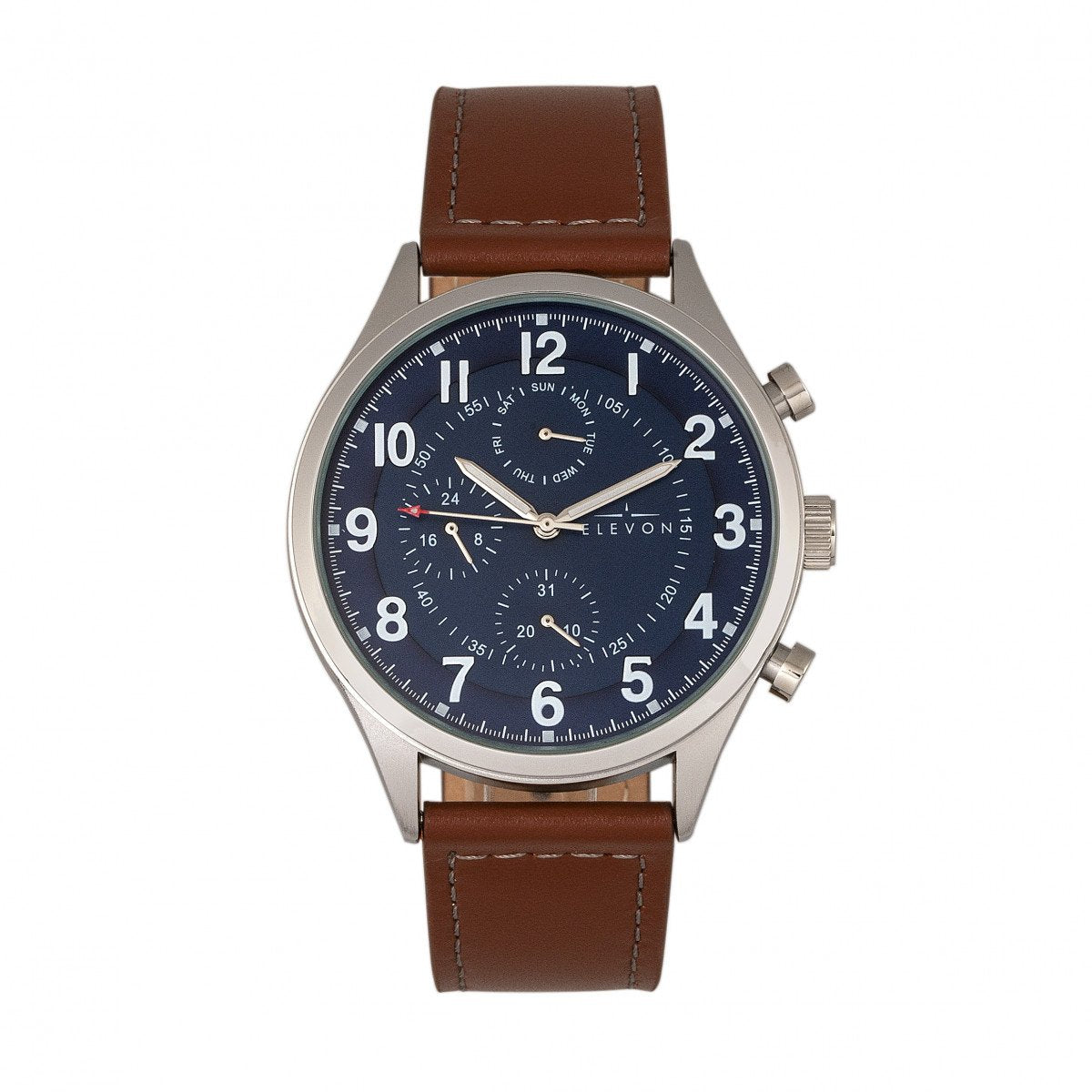 Elevon Lindbergh Leather-Band Watch w/Day/Date