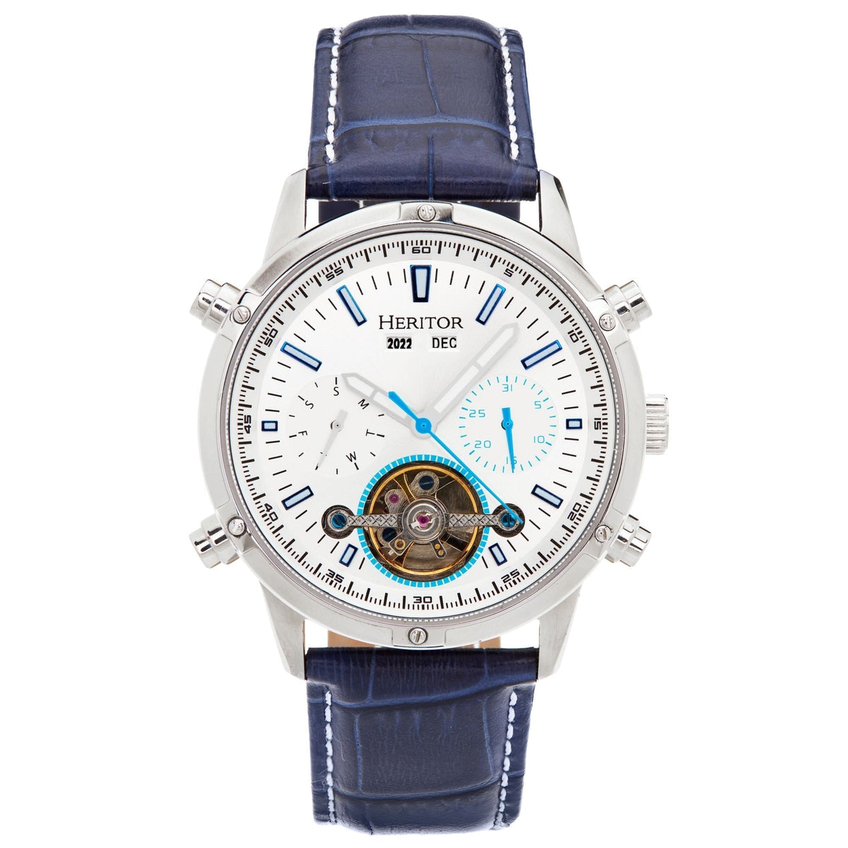 Heritor Automatic Wilhelm Semi-Skeleton Bracelet Watch w/Day/Date