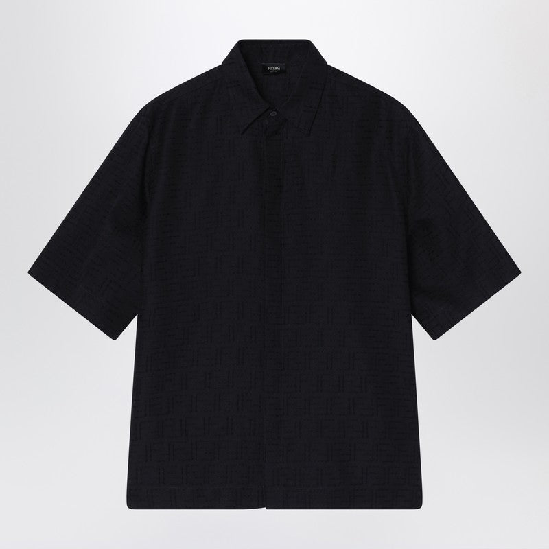 Fendi Black Ff Jacquard Linen Shirt Men