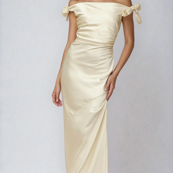 Alinta | Off-Shoulder Maxi Dress with Tie Details