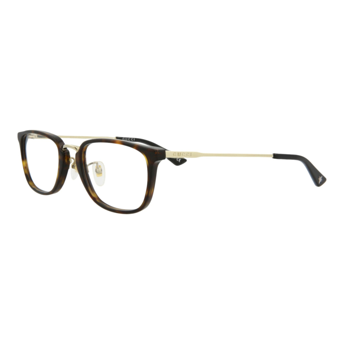 Gucci Mens Square/Rectangle Havana Gold Transparent Fashion Designer Eyewear