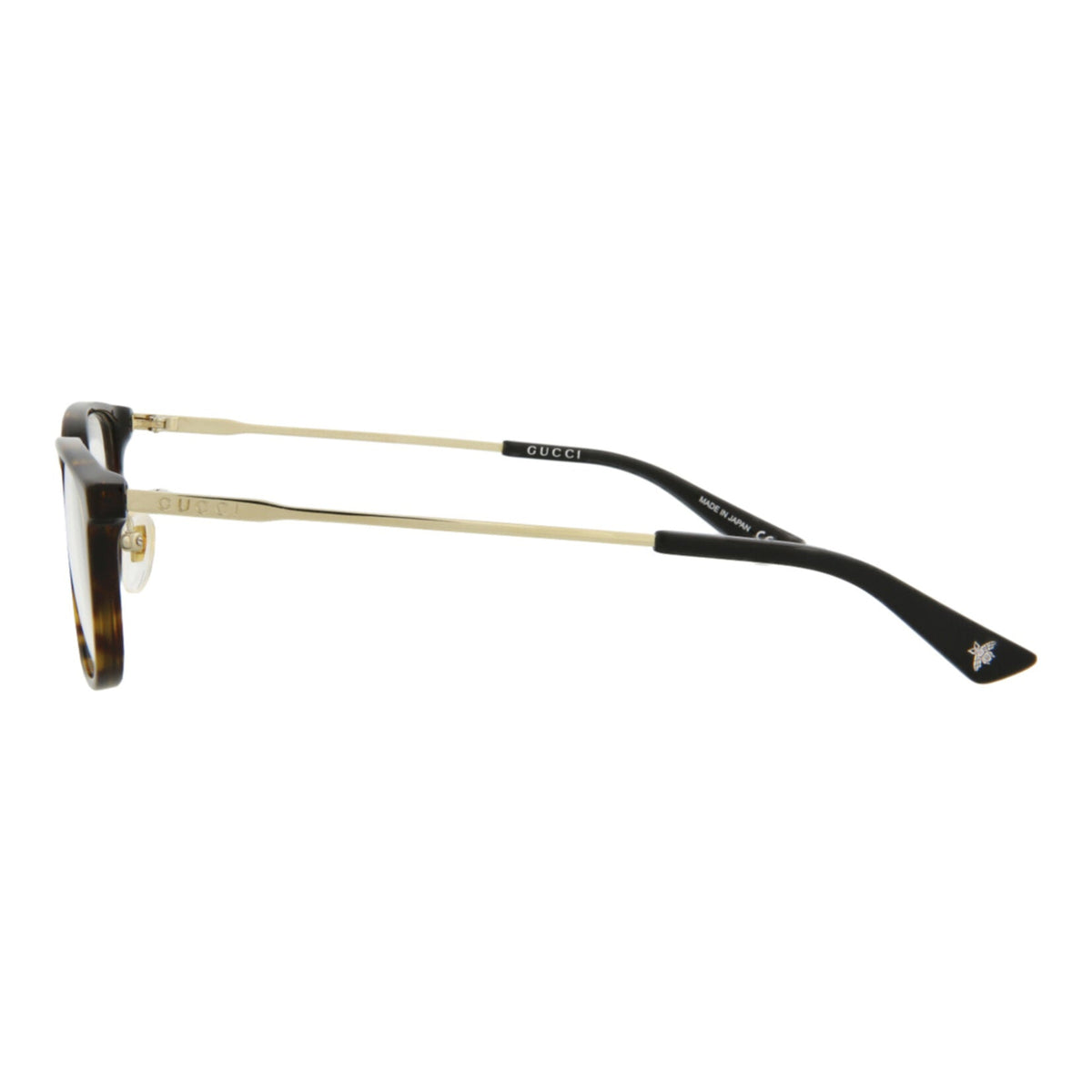 Gucci Mens Square/Rectangle Havana Gold Transparent Fashion Designer Eyewear