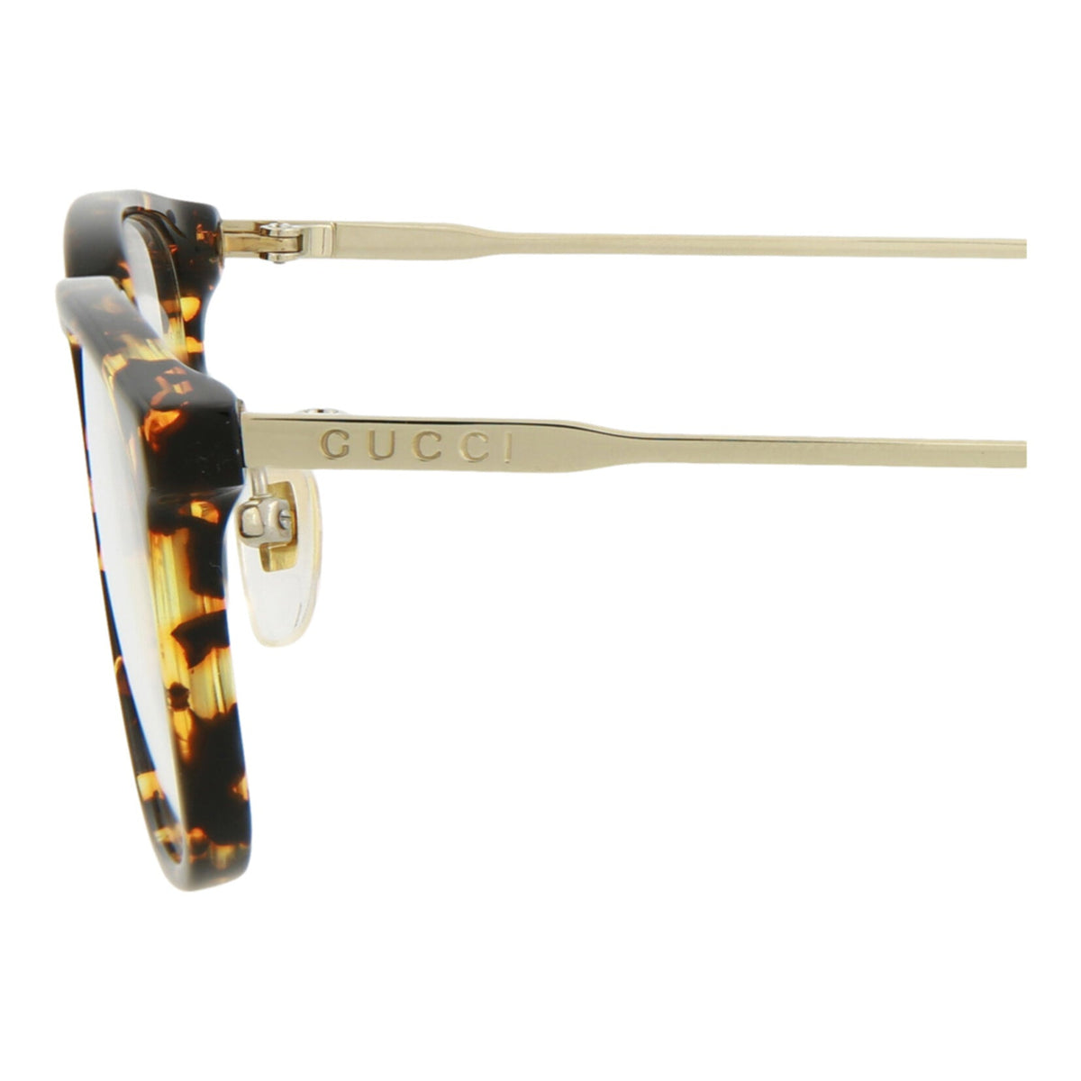 Gucci Mens Square/Rectangle Havana Gold Transparent Fashion Designer Eyewear