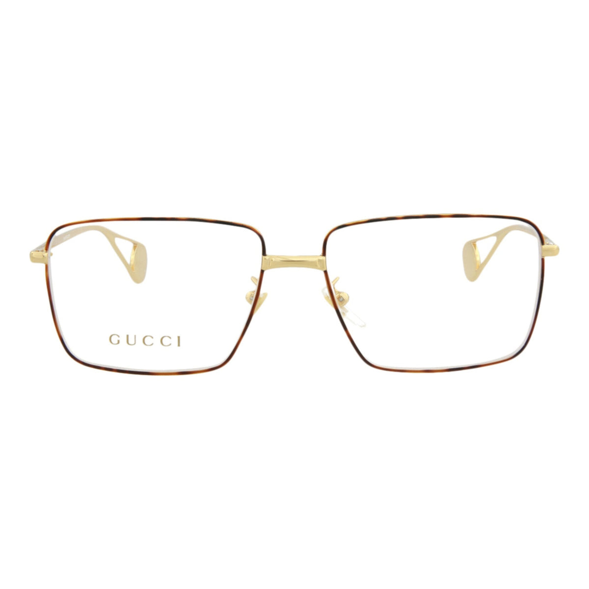Gucci Womens Square/Rectangle Gold Gold Transparent Fashion Designer Eyewear
