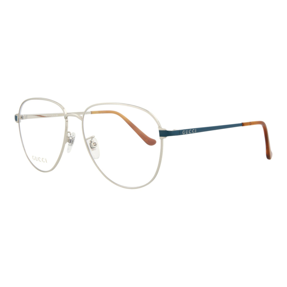 Gucci Mens Aviator Silver Green Transparent Fashion Designer Eyewear