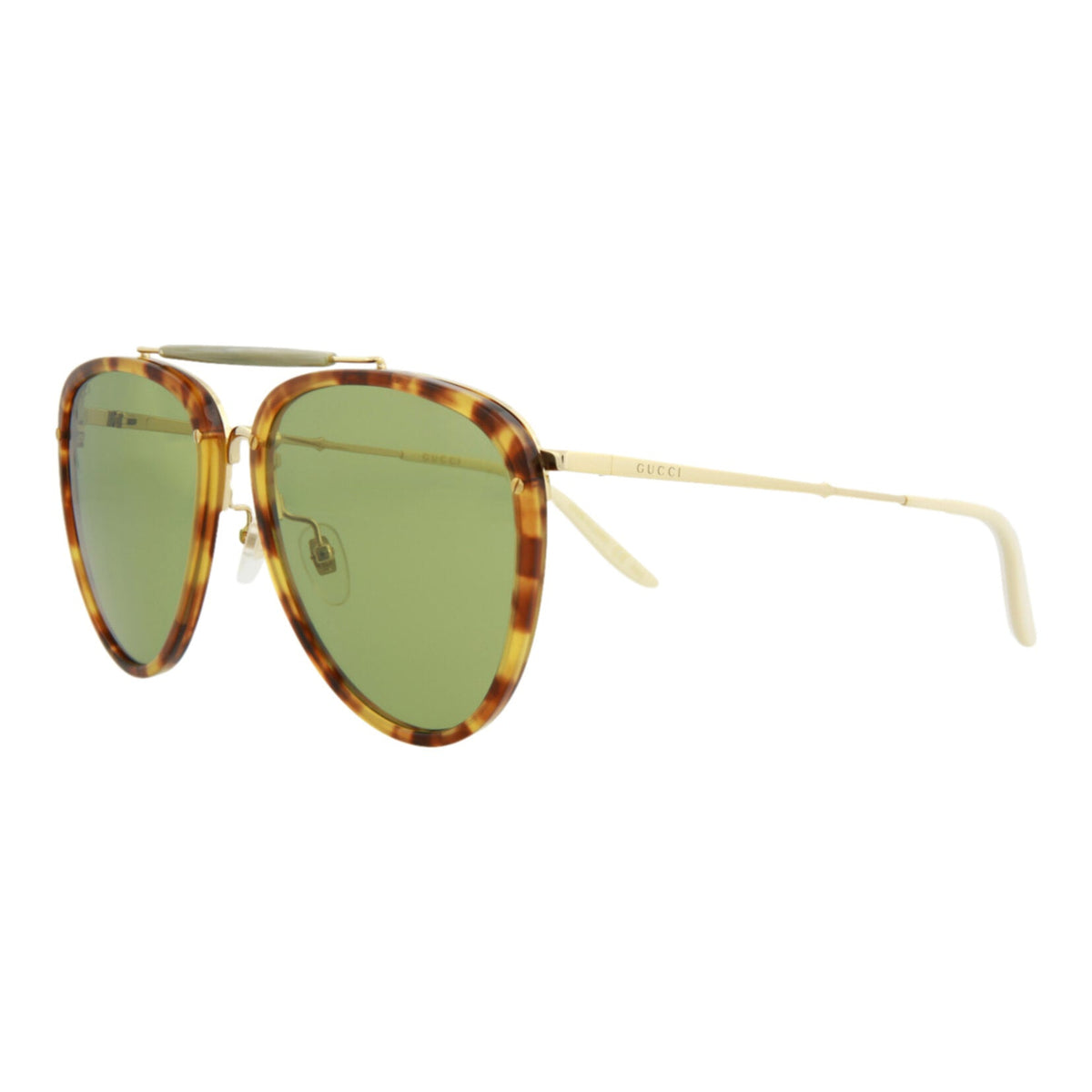 Gucci Mens Aviator Havana Gold Green Fashion Designer Eyewear