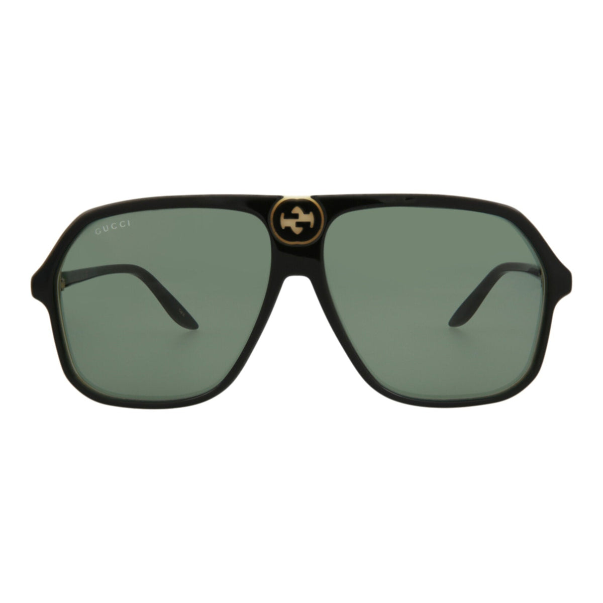 Gucci Mens Aviator Black Black Green Fashion Designer Eyewear