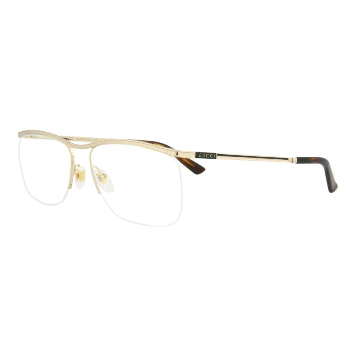 Gucci Mens Square/Rectangle Gold Gold Transparent Fashion Designer Eyewear