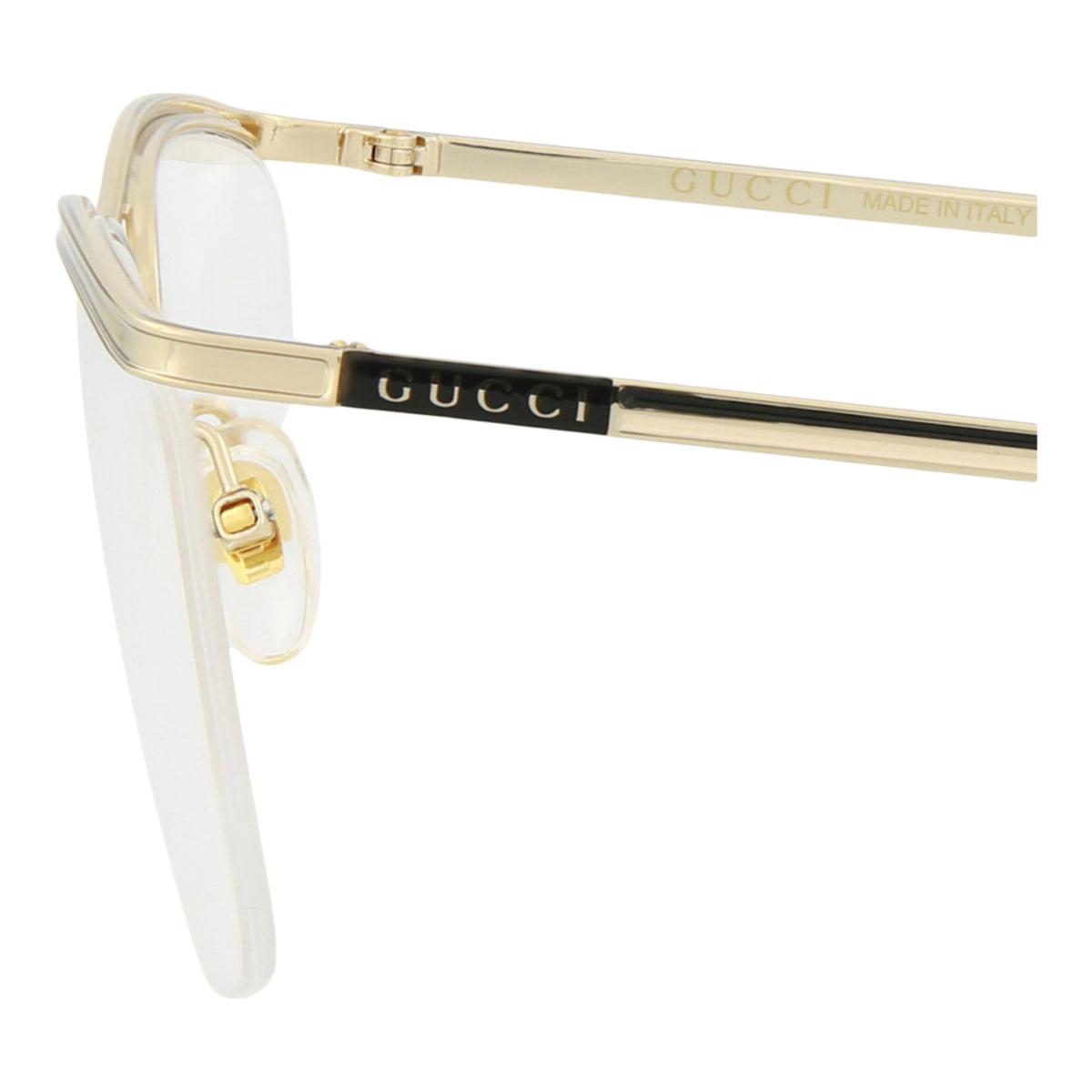 Gucci Mens Square/Rectangle Gold Gold Transparent Fashion Designer Eyewear