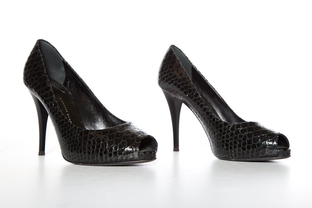 Giuseppe Zanotti Black Snake Embossed Leather Pumps SZ 37.5 Sale