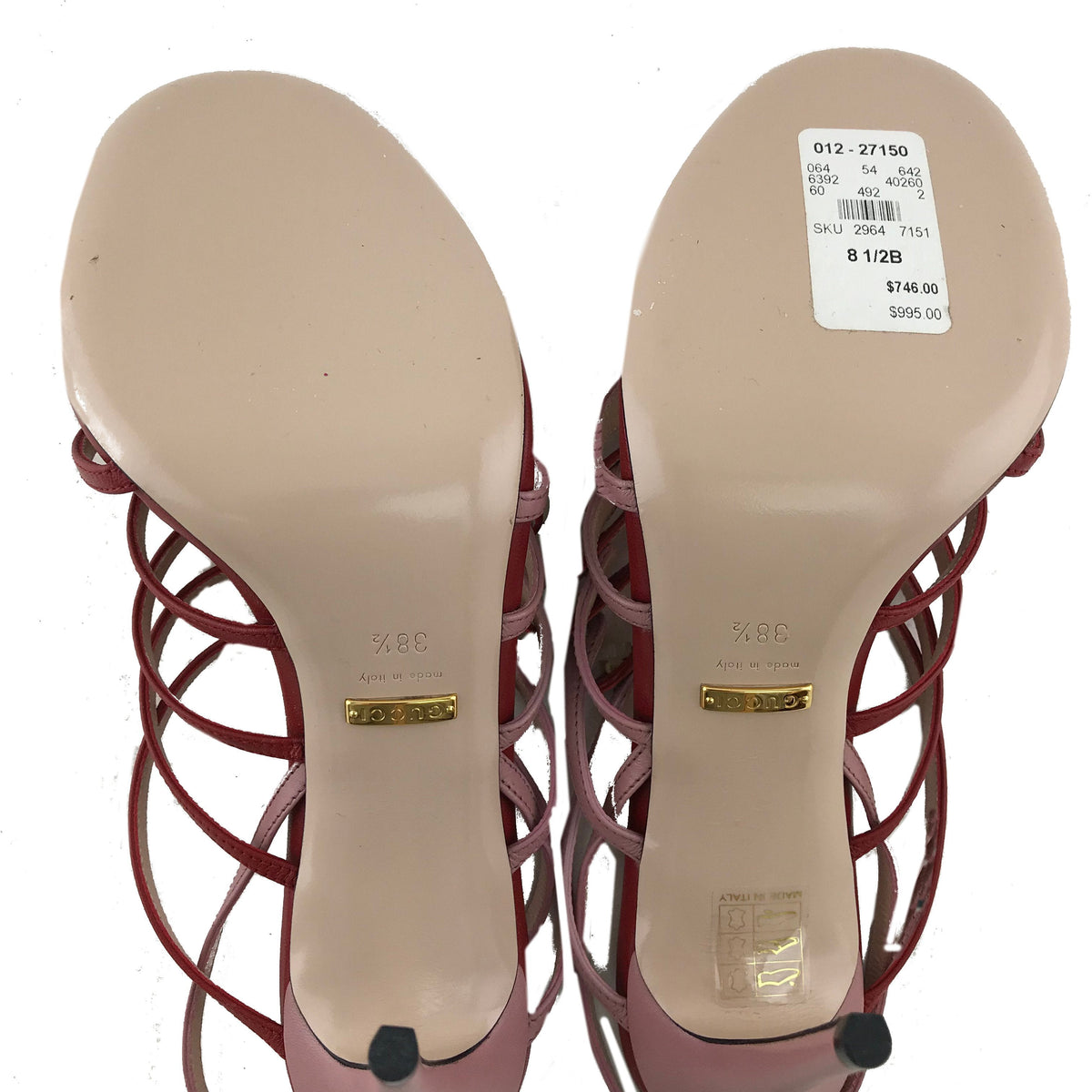Gucci Aneta Strappy Leather Caged Sandal Size 8.5 NEW