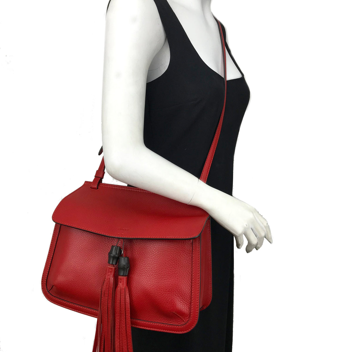 Gucci Bamboo Daily Tassel Flap Shoulder Bag NEW