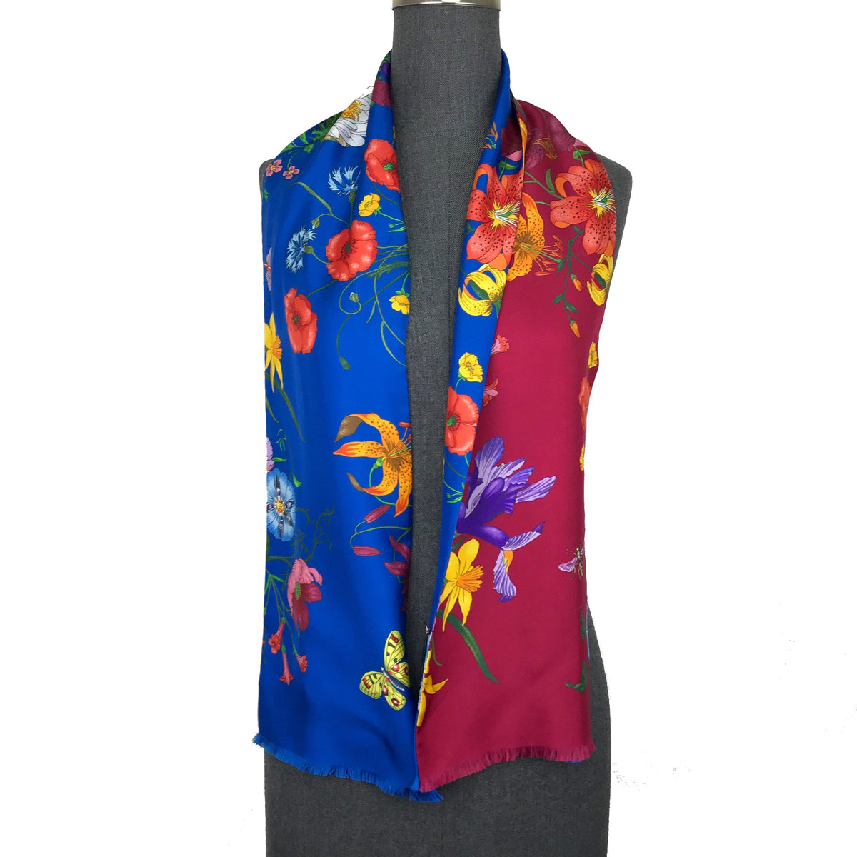 Gucci Flora Floral Reversible Silk Scarf