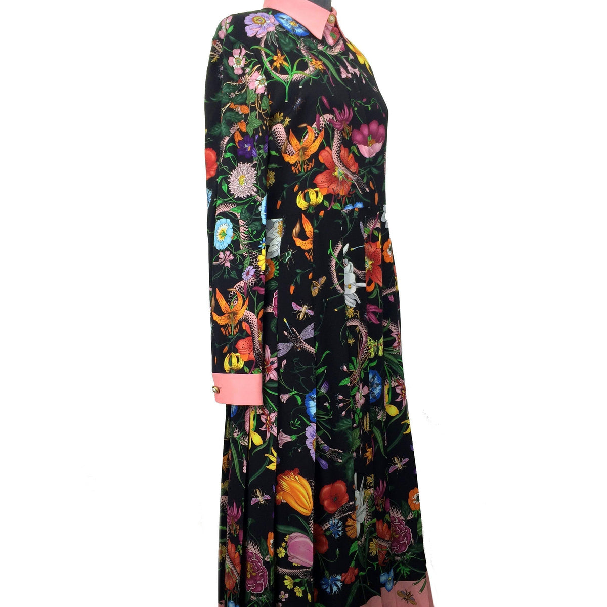 Gucci Flora Snake Print Silk Dress Size M