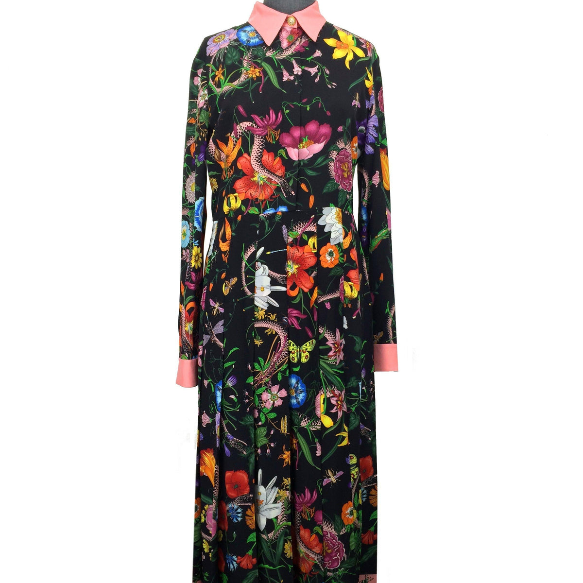 Gucci Flora Snake Print Silk Dress Size M