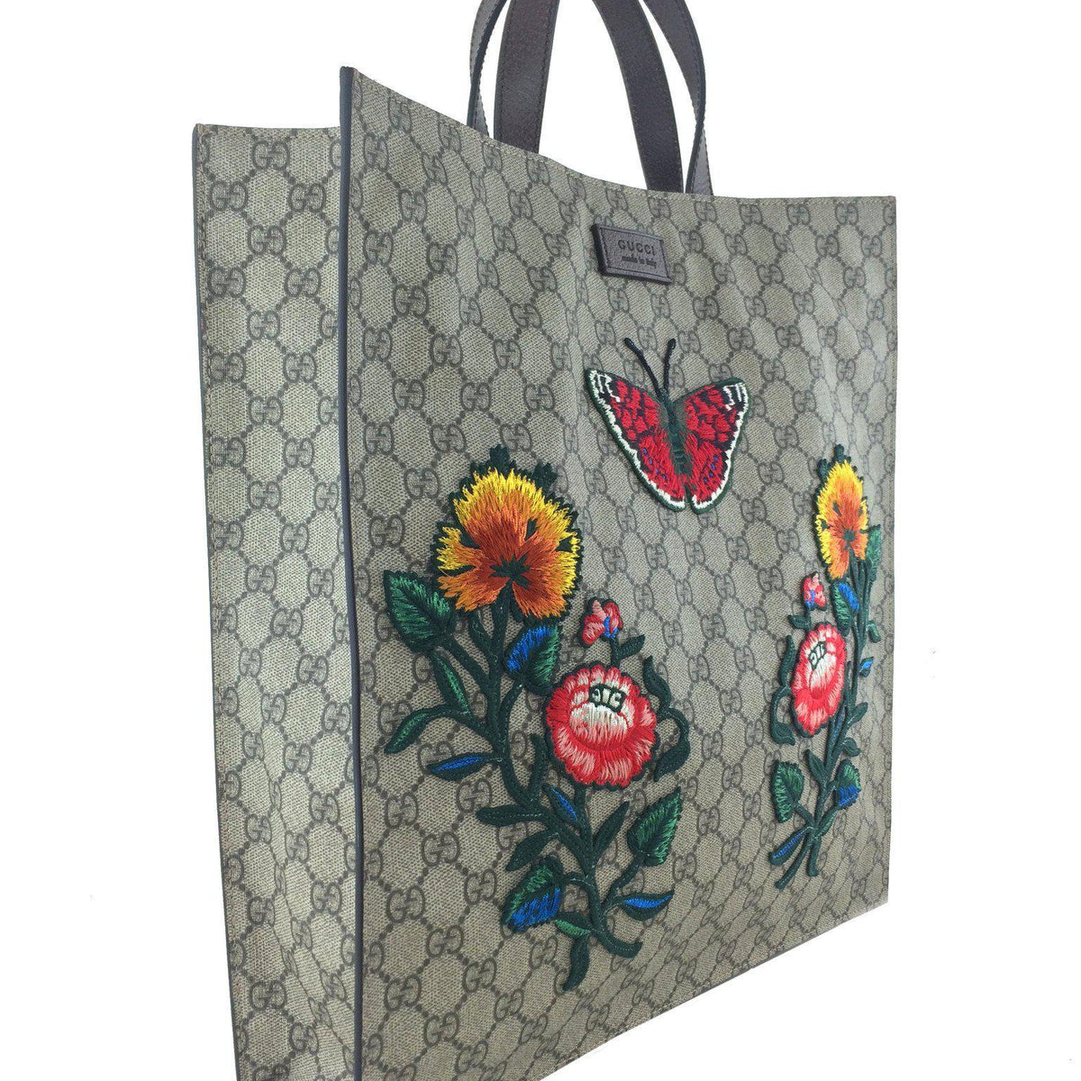 Gucci Floral Embroidered Soft GG Supreme Tote NEW