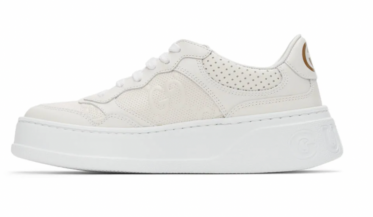 GUCCI GG EMBOSSED LEATHER SNEAKERS