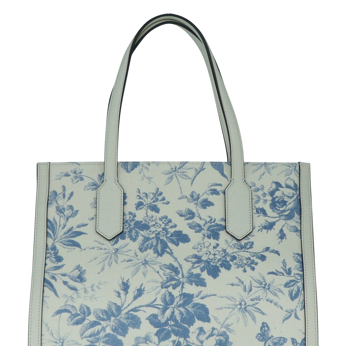 GG Ribbon Herbarium Floral Print Tote White