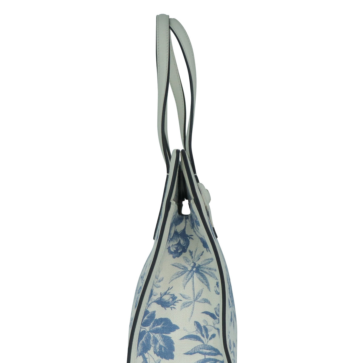 GG Ribbon Herbarium Floral Print Tote White
