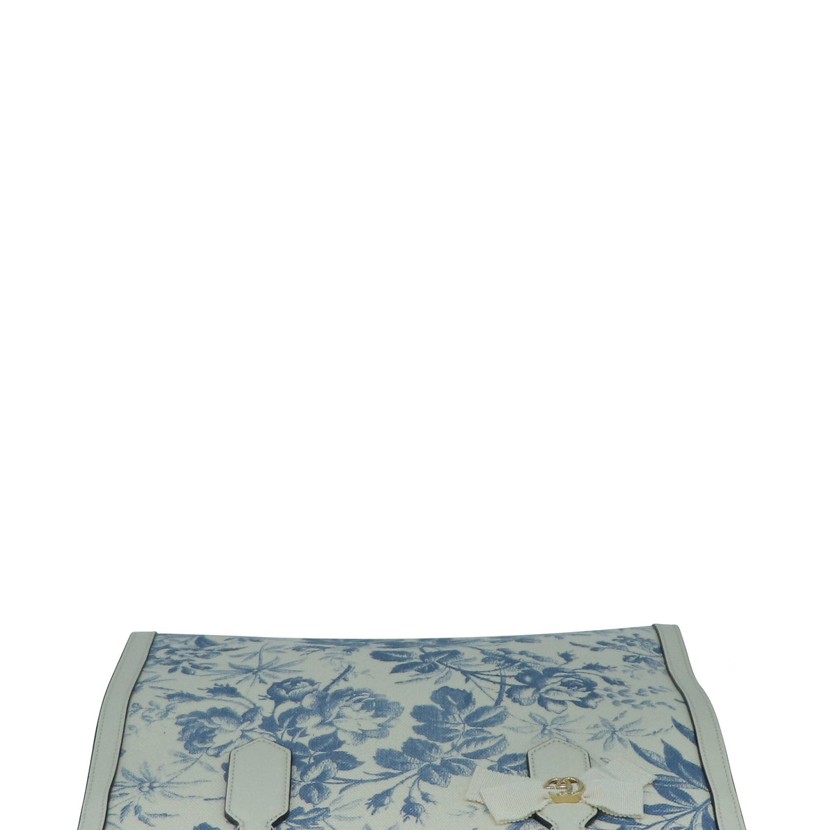 GG Ribbon Herbarium Floral Print Tote White
