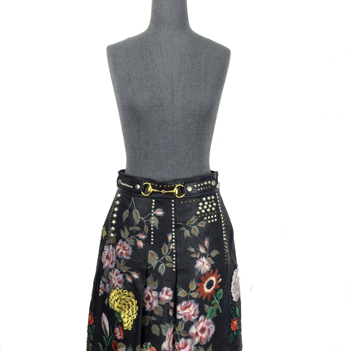 Gucci Hand-Painted Leather Skirt Size M NEW