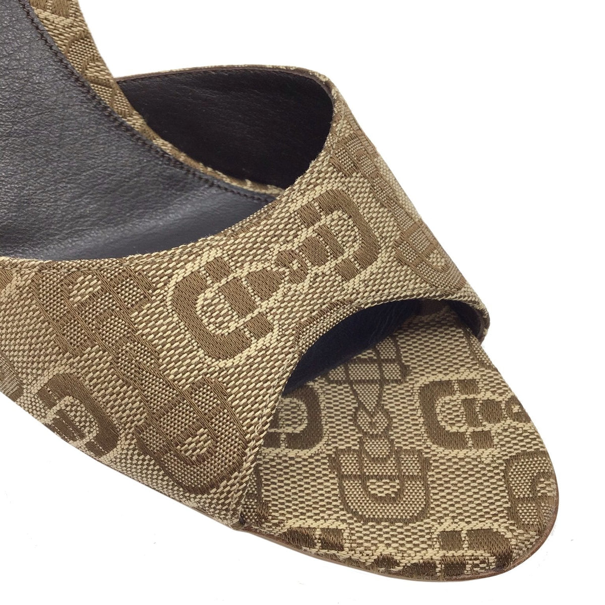 Gucci Horsebit Print Canvas Slide Sandals Size 7.5