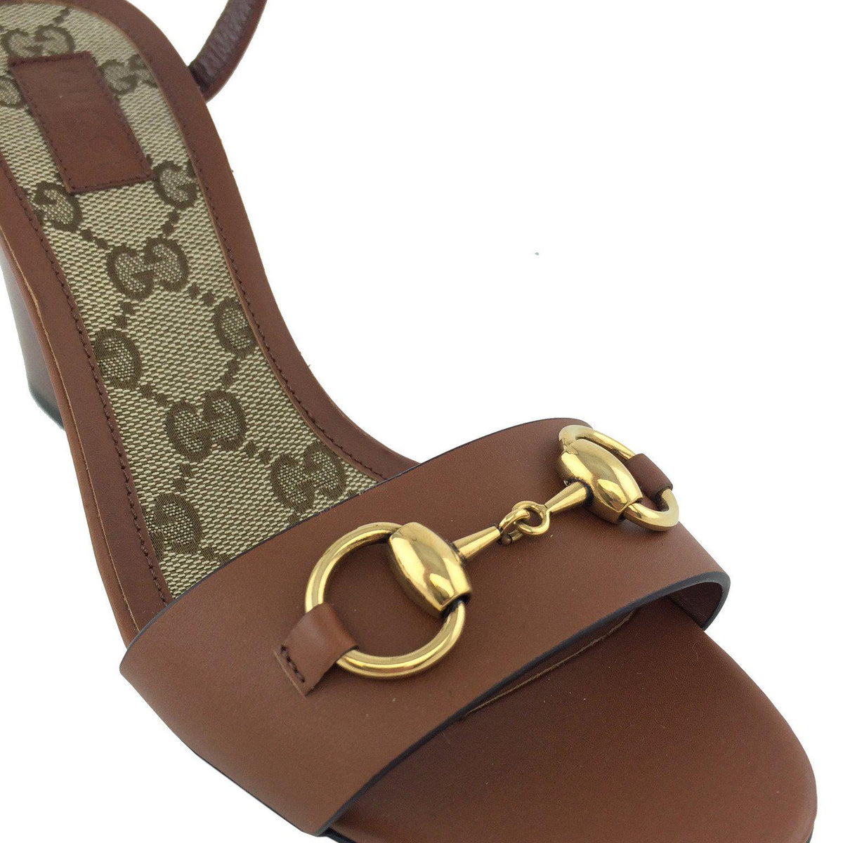 Gucci Leather Horsebit Detail Sandals Size 7.5