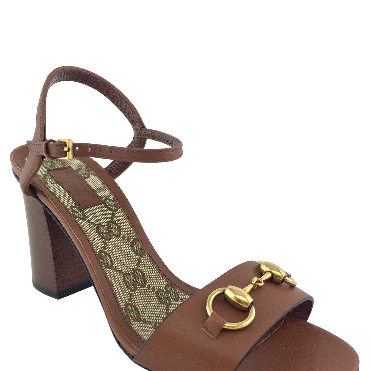 Gucci Leather Horsebit Detail Sandals Size 7.5