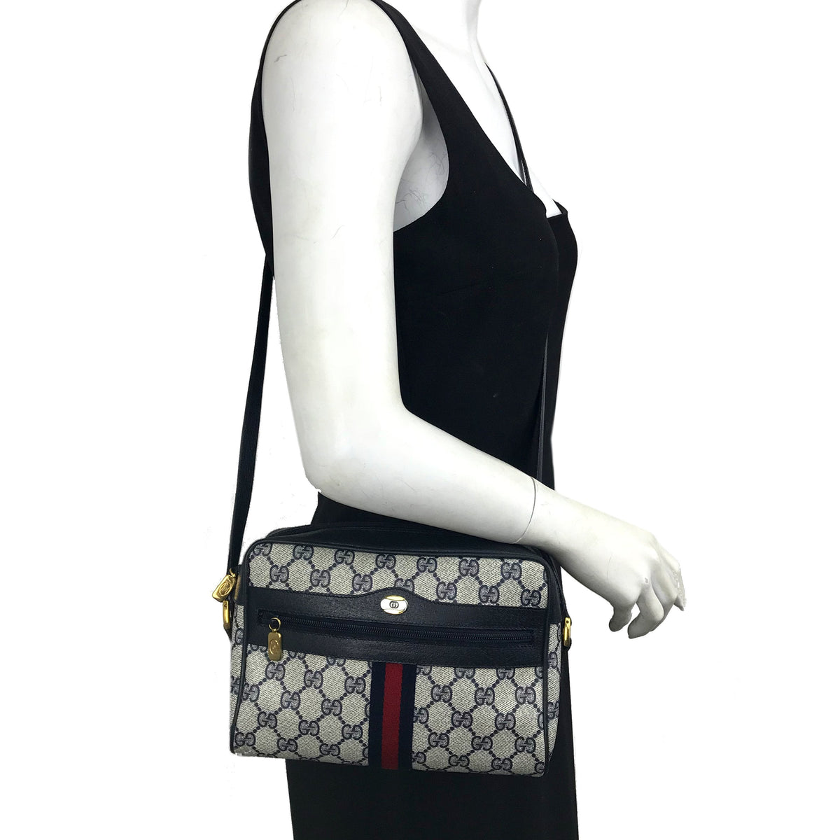 Gucci Monogram Web Camera Crossbody Bag