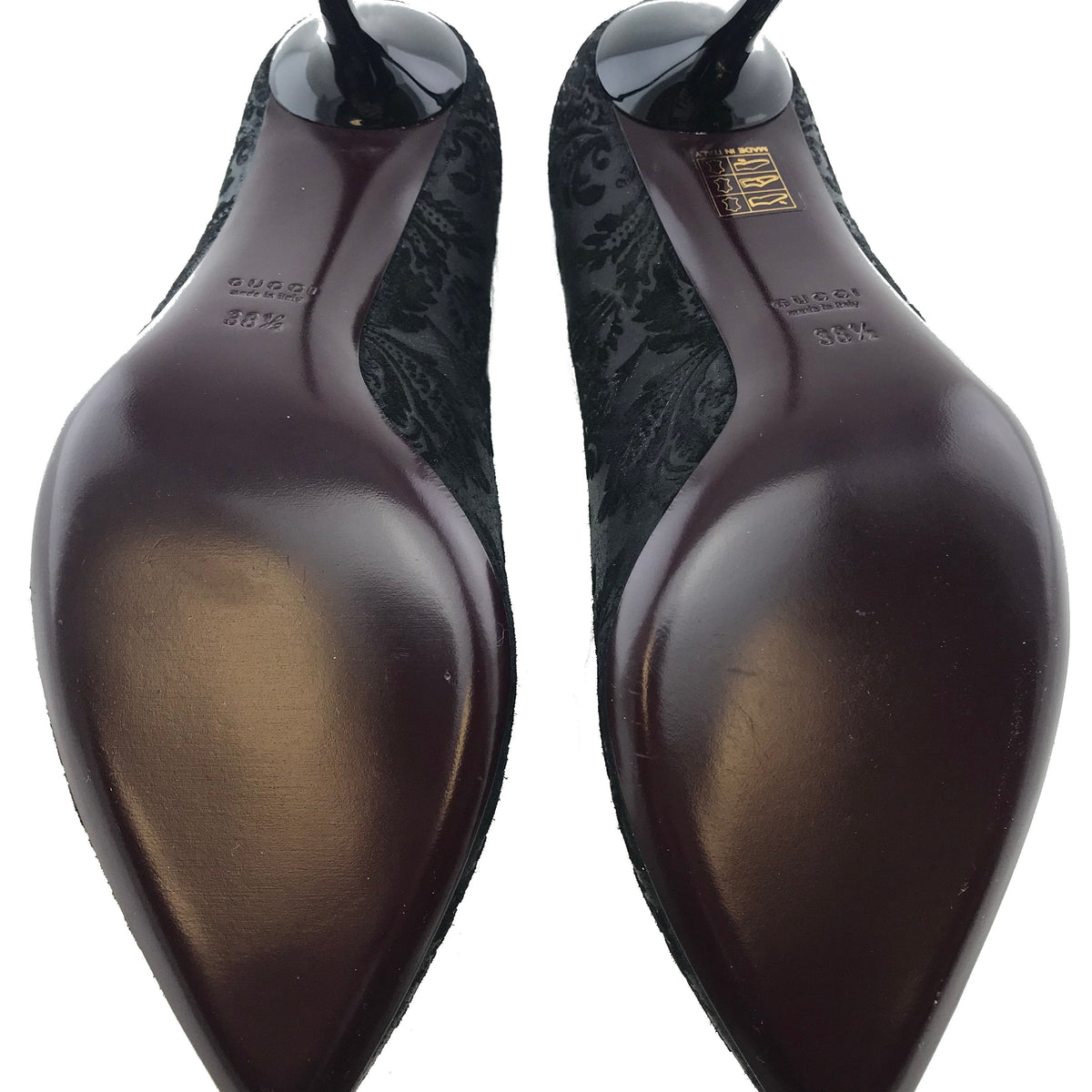 Gucci Noah Embossed Floral Point-Toe Pumps, 8.5