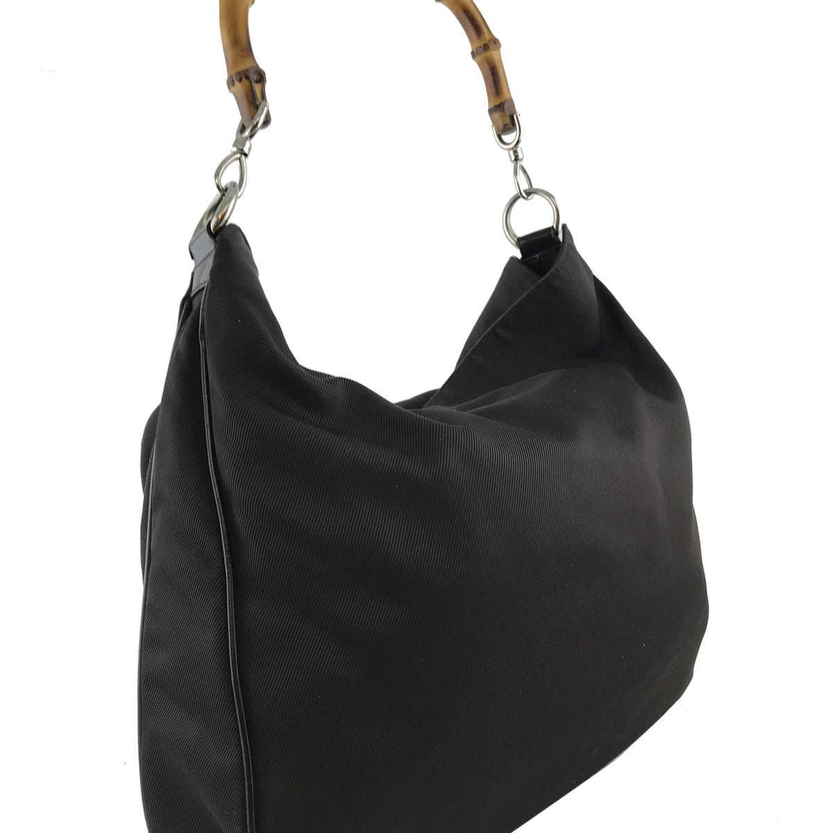 Gucci Vintage Nylon Bamboo Handle Hobo Bag