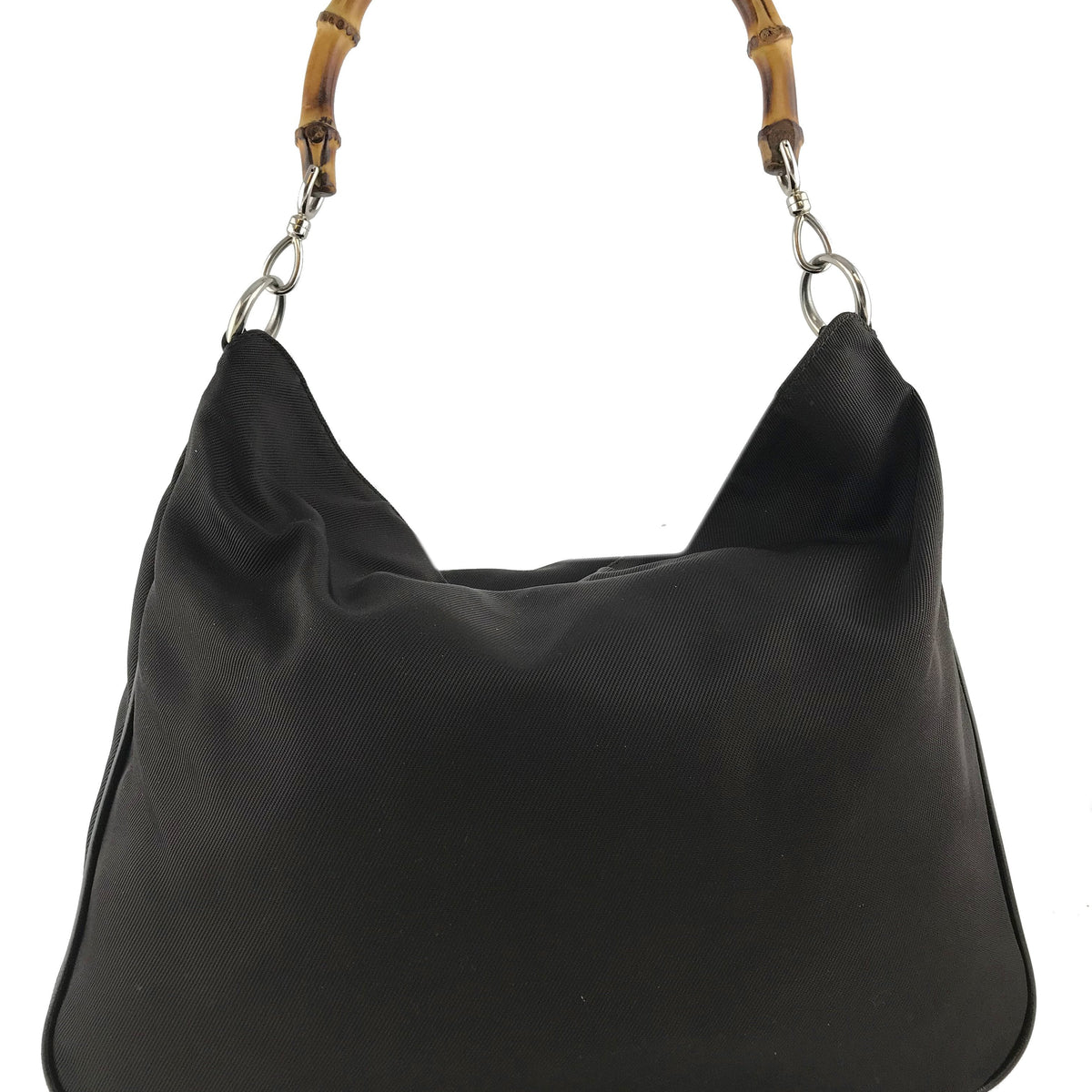 Gucci Vintage Nylon Bamboo Handle Hobo Bag