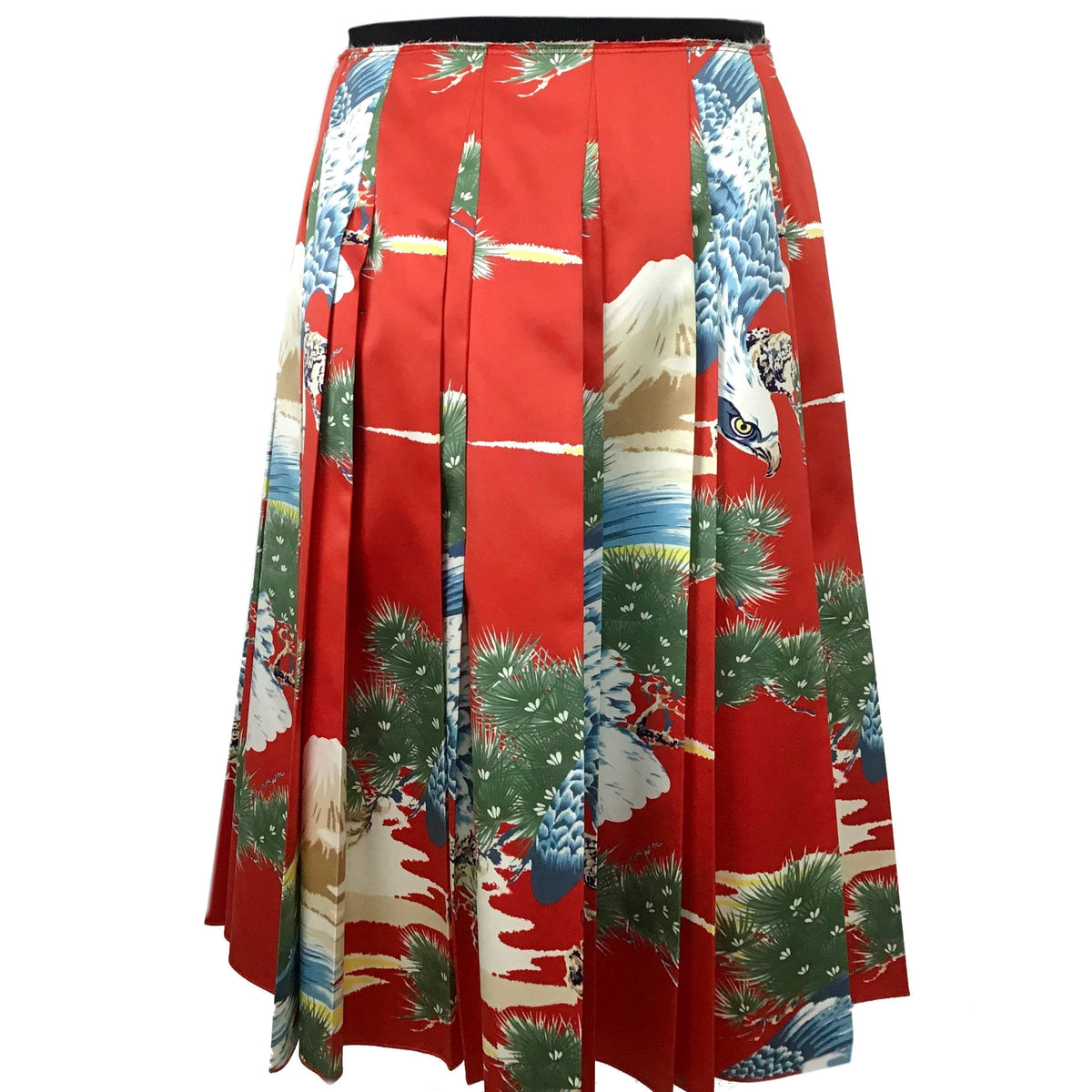 Gucci Oriental Eagle Pleated Silk Skirt Size M